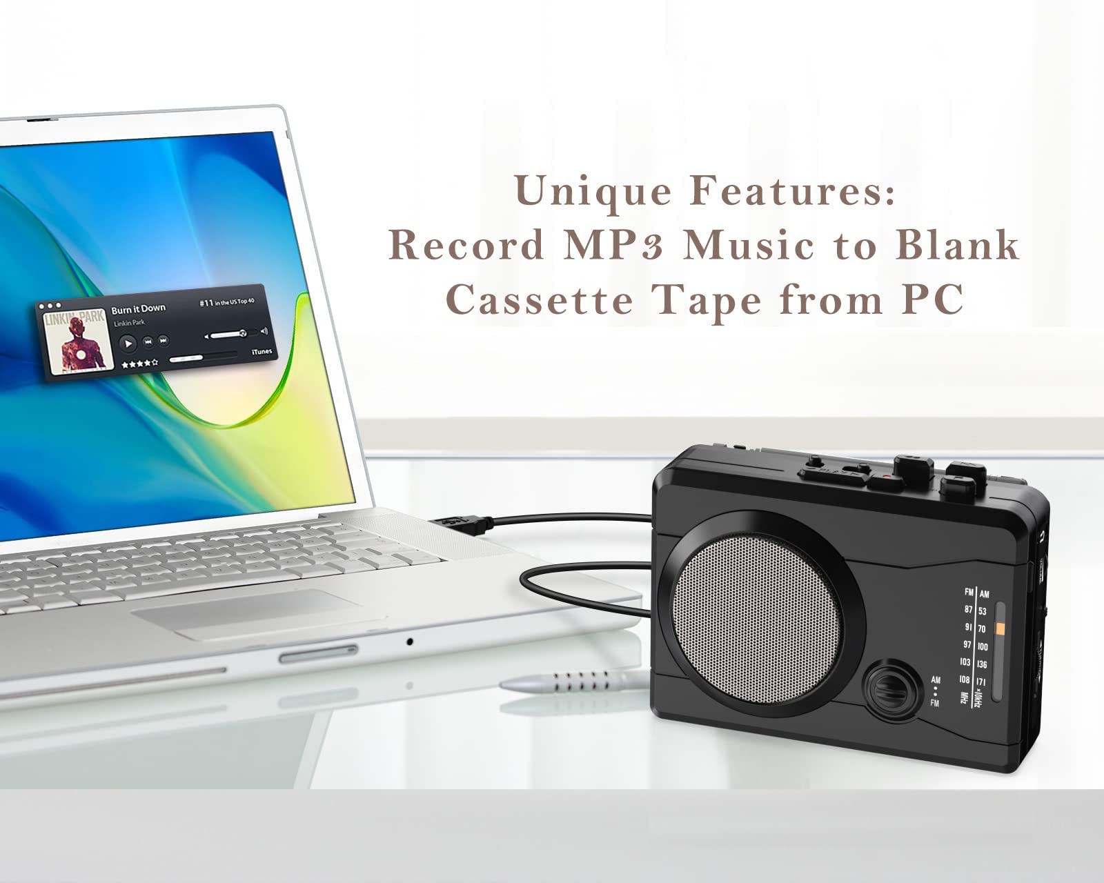 DIGITNOW USB Cassette Player Personal Audio Recorder With Speaker