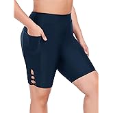 Ocean Blues Women's 8" High Waisted Swim Shorts with Pockets Tummy Control Board Shorts UPF 50+ Beach Shorts