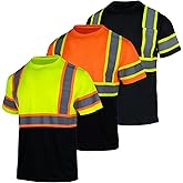 FONIRRA 3 Pack Safety Reflective High Visibility Shirt for Men Hi Vis Construction Work Shirts with Short Sleeves