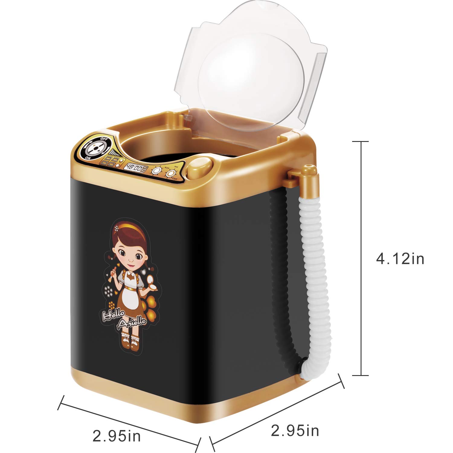 Makeup Washing Machine Mini Automatic Makeup Brush Cleaner Device, Deep Cleaning Machine for Sponge and Powder Puff Mini Toy (Black and Golden): Beauty