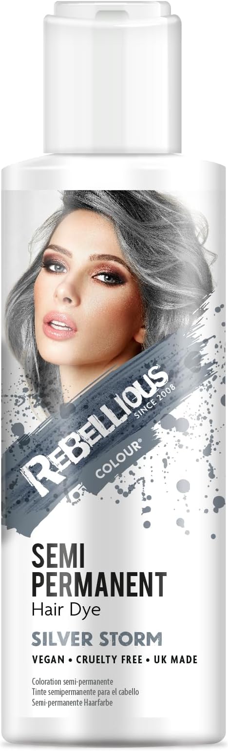 PaintGlow Rebellious Colours Vegan Semi Permanent Hair Dye 100ml Silver Storm