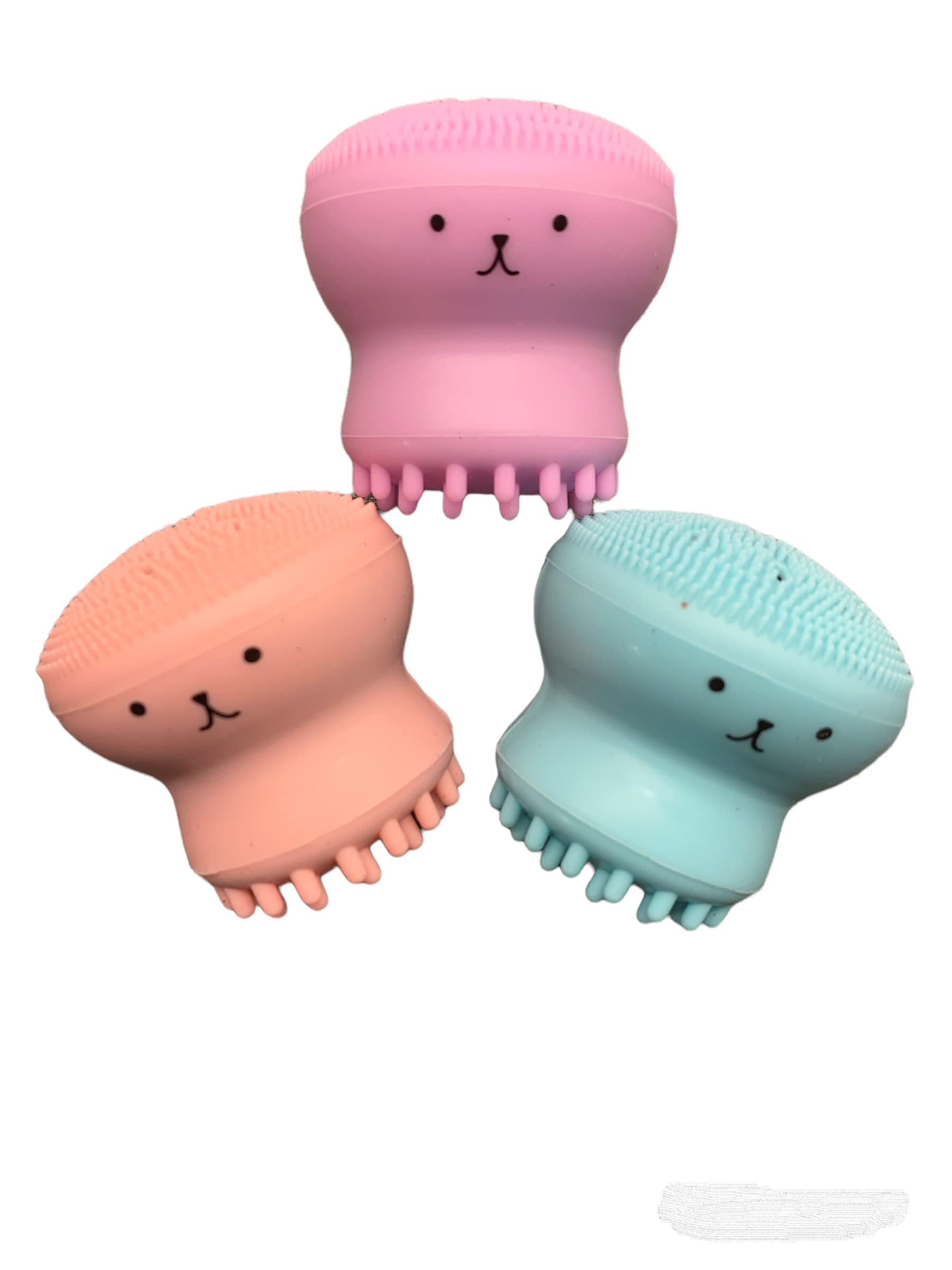 CS Beauty Octopus Shape Facial Cleansing Brush, Small Silicone Facial Cleanser Exfoliating Scrubber, Face Washing Brush Deep Pore Cleaning for Skin Care（3 Pack)