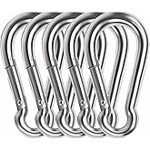 Heavy Duty Carabiner Clip, Lsqurel 4inch 304 Stainless Steel Snap Hooks 5pcs Large Carbineers for Hammock, Swing, Gym, etc Capacity 880 lb