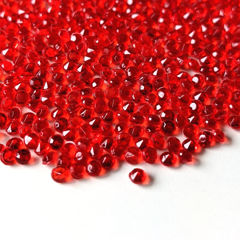 10,000 Scatter Crystals Wedding Rhinestone 2.5mm Gem Beads Diamante Acrylic Stones Table Confetti Centrepiece Decorations Decor Prom Event (Red)