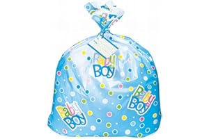 Jumbo Plastic Blue Polka Dot Baby Shower Gift Bag