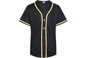 D DEHANER DEHANER Plain Blank Baseball Jerseys for Men Women Adult Hip Hop Hipster Button Down Shirts Sports Uniforms Outfits