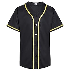 DEHANER Plain Black Baseball Jersey for Men Women