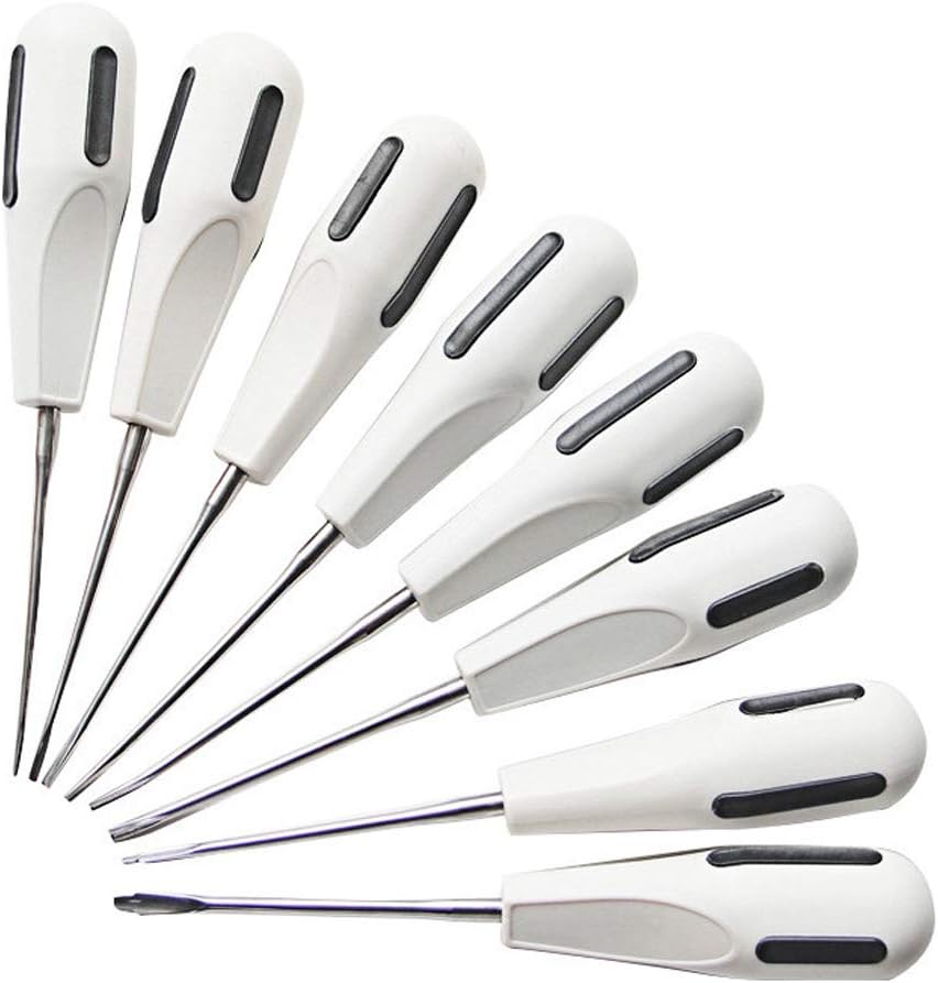 VvXx 8pcs Tooth Extraction Elevators Kit Dental Minimally Invasive Forceps Stainless Steel