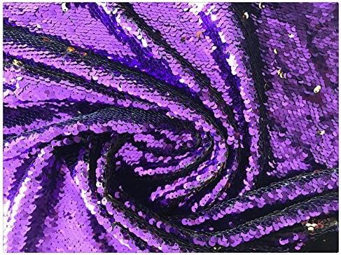 Sequins Sewing Fabric Mermaid Flip Up Sequin Reversible Flip up Sparkly Fabric Two Tone Purple gold for Dress Clothing Making Home Decor sold by half the yard