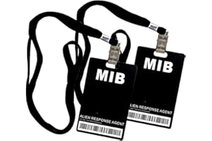 EDYL Man in Black ID Badge Holder, ID Badge Card with Lanyards, Detachable Waterproof Decorative Badge Props, Men in Black Costume ID Badge Holder Suitable for Office, Christmas, Halloween,Party,2 Pack