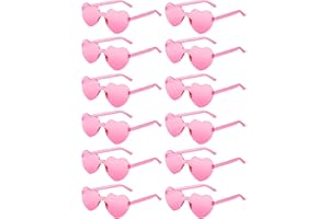 AGGKKY 12 Pairs Heart Shaped Sunglasses for Women Colorful Glasses Fun Trendy Transparent Heart Sunglasses Party Favor (Pink)