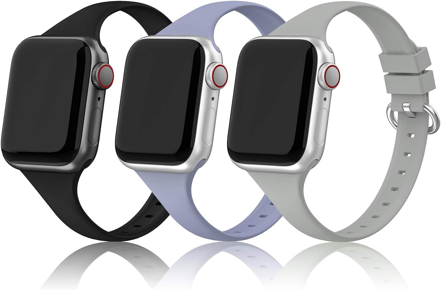 EDIMENS Silicone Sports Band Compatible with Apple Watch 38mm 40mm, 3 Pack Soft Bands Wristbands Compatible for Apple Watch iWatch Series 6 5 4 3 2 1 SE Sport Edition Women Men