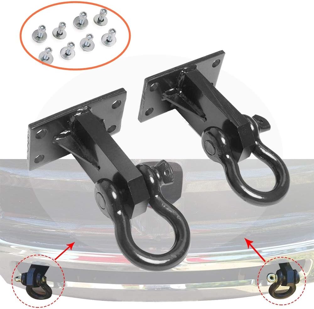 2P Front Tow Hooks for Dodge Ram 2500/3500 2010-2018 Custom Heavy Duty with Hardware