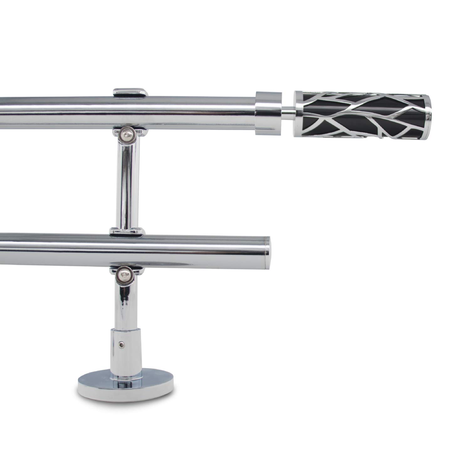 Gcurtain Double Curtain Pole 70-120cm, 19mm Diameter Adjustable Heavy Duty Metal Curtain Rod with Black Cylinder Finials, Includes Brackets & Fixings, For Blackout Curtains, Living Room, Bedroom