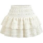 SHENHE Girl's Tiered Skirt A Line Flared Layered Ruffle Frill Trim Cute Short Skirt