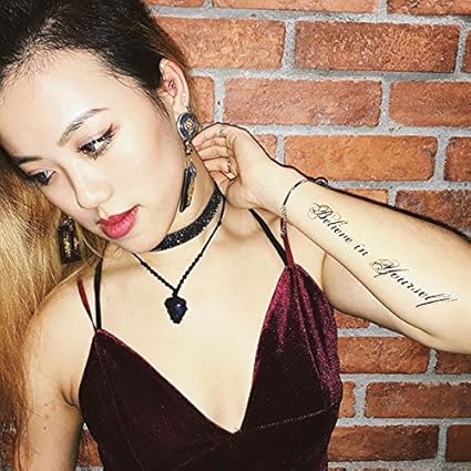 Amazon Com Believe In Yourself Temporary Fake Tattoo Sticker Set Of 2 Www Ohmytat Com Beauty