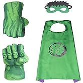 AOTLEANNO Plush Hands Fists Costume with Green Cape and Eye-Mask – Complete Set of Punching Gloves Accessories for Kids – Comfortable and Non-