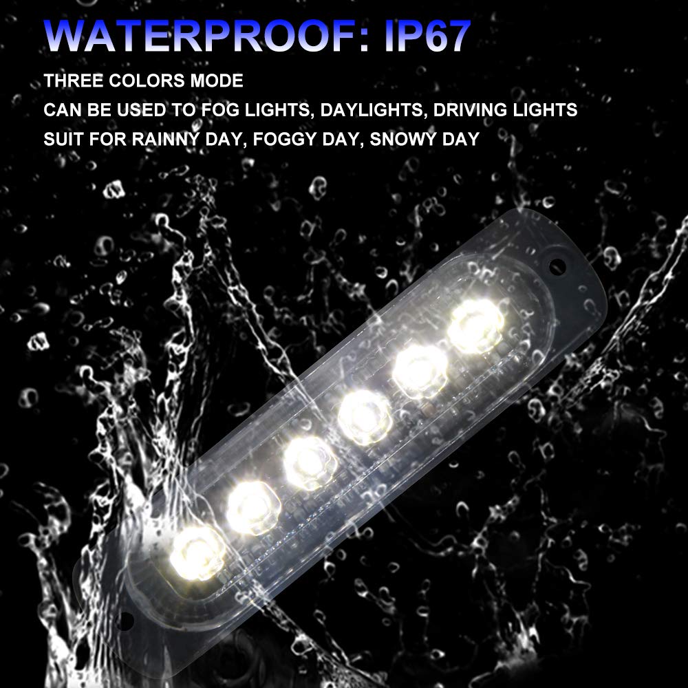 White Led Strobe Lights Flush Mount Led Light Bar 6 Led Flash Caution Emergency Construction Waterproof 2pcs Pack 12v Flashing Led Warning Light Bar For Car Truck 1 Year Warranty White Warning Opplight 5559078168