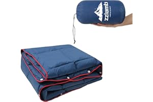 zzlamb Puffy Camping Blanket Down Alternative Small Size for Kid, Lightweight Water-Repellent Throw Blanket Compact, Portable Quilt Couch Travel Beach Picnic Hammock Backpacking, Royal Blue 39''x55''