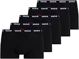 HUGO Mens Black Stretch Cotton Logo Waistband Trunks Five Pack Box view 6
