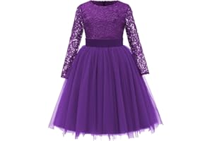 ABAO SISTER Flower Girl Dress Long Sleeves Lace Top Tulle Skirt Girls Lace Party Dresses