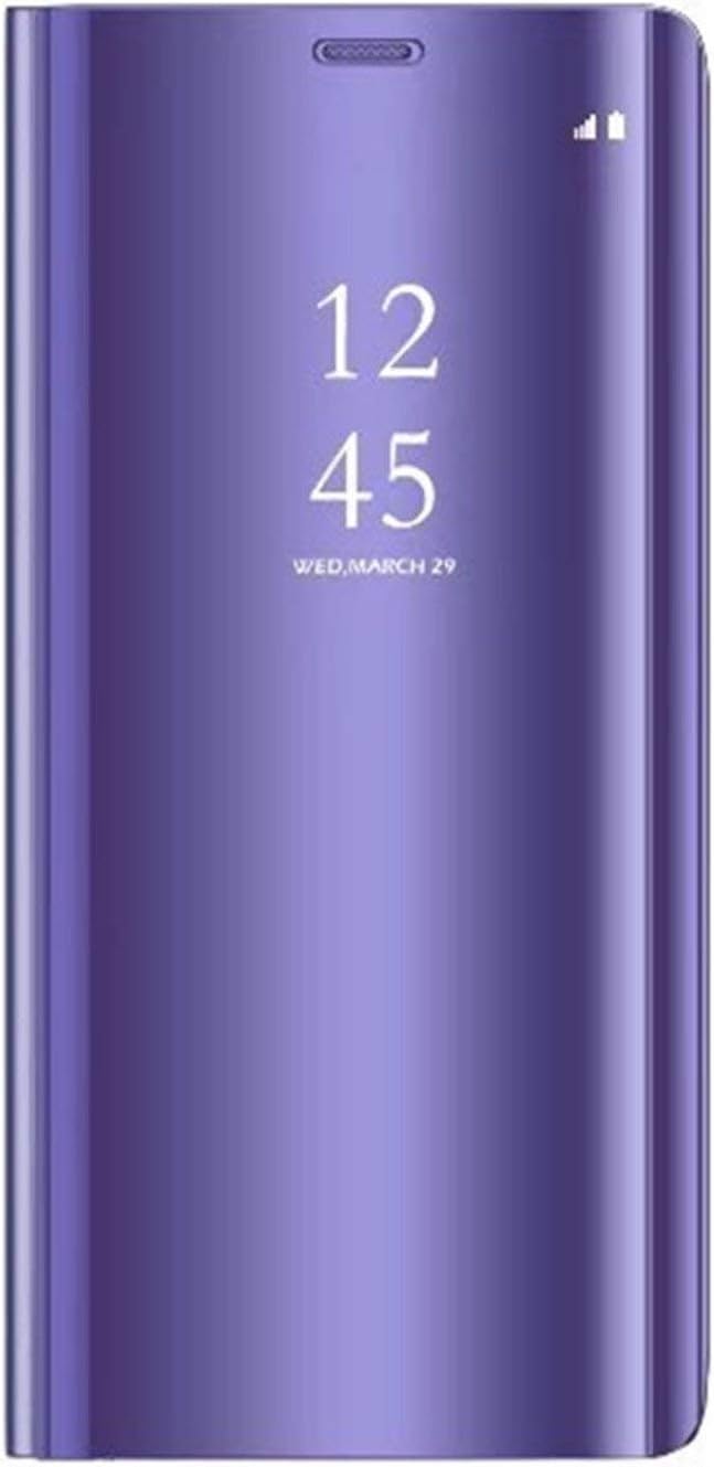 AIsoar Compatible/Replacement fit Galaxy Note 8 Case with Kickstand Mirror Clear View Window Flip Case Cover Slim Multi-Function Mirror Case S-View Stand flip Folio Full Body Protection Case (purple1)