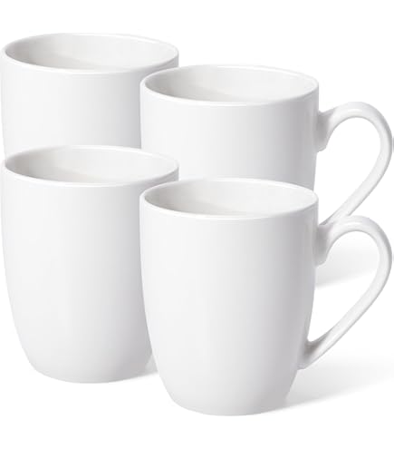 Amazon.com | Belinlen 2 Pack 12 OZ Ceramic Coffee Cup Simple Pure White  Ceramic Cup Plain Large Tall White Milk Tea Coffee Mug with Handle: Coffee  Cups & Mugs