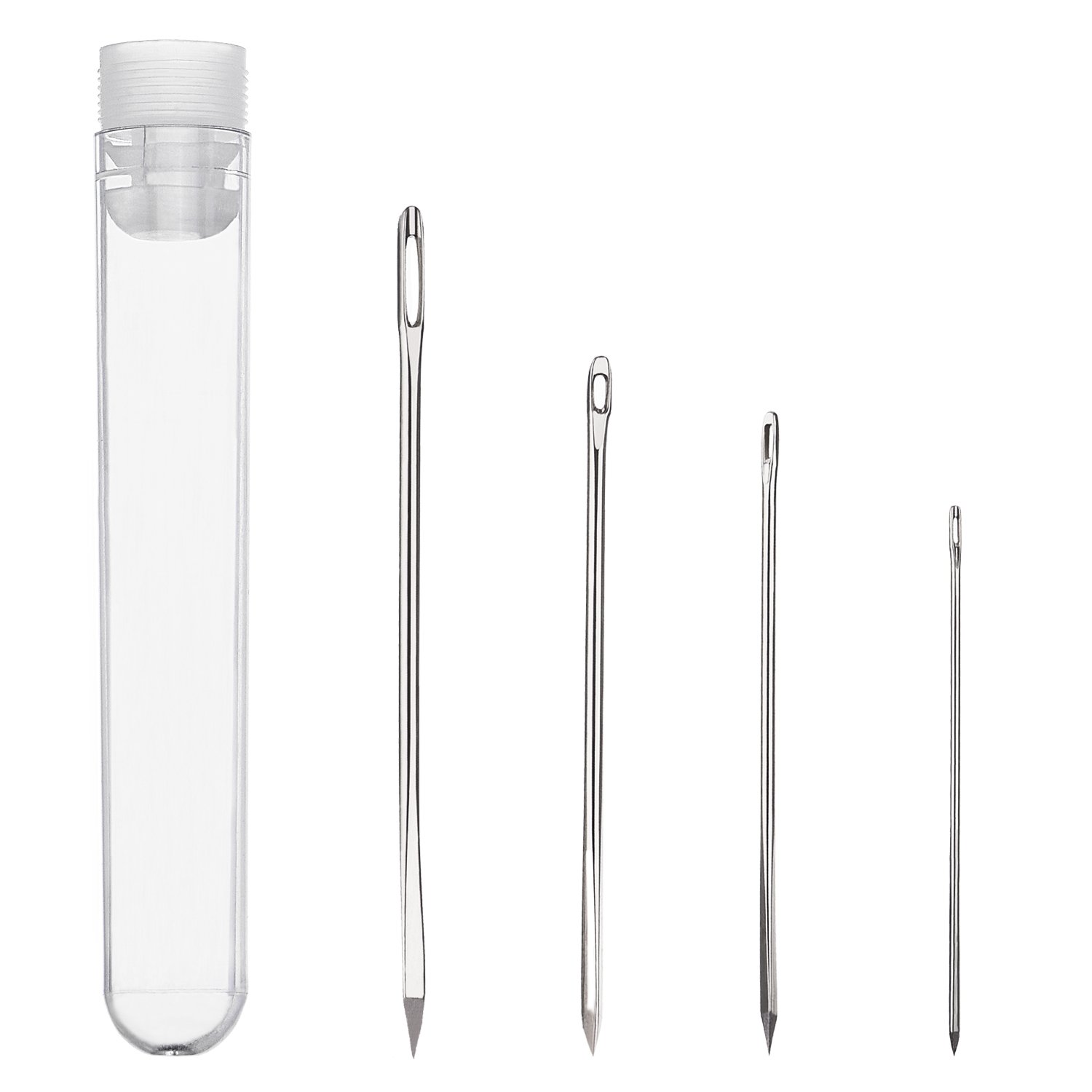 4 Pieces Leather Stitching Needle with 4 Different Sizes for Leather Projects with Clear Bottle
