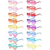 Matcheck 16 Heart Shaped Rimless Sunglasses Transparent Candy Colored Glasses Frameless Party Eyewear for Women