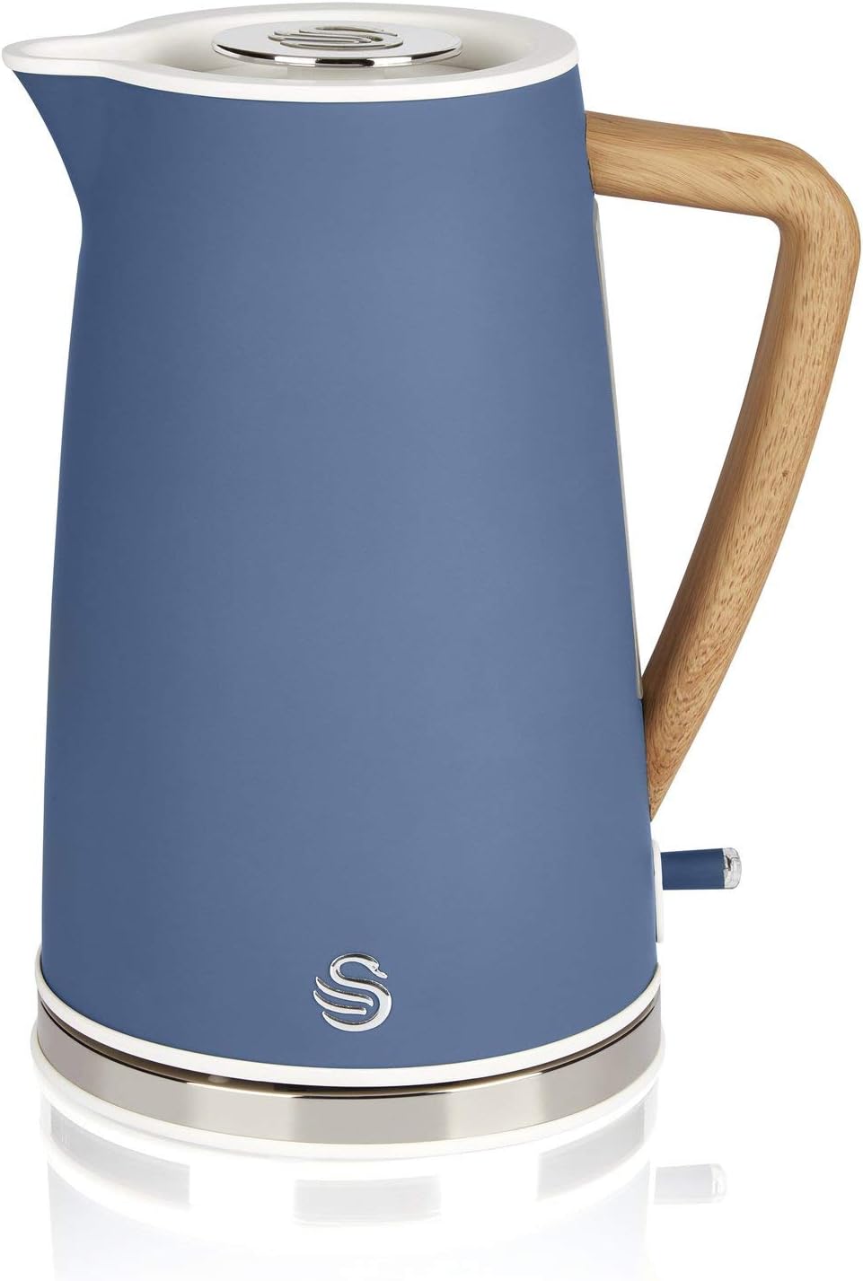 Swan Nordic Jug Kettle, 1.7 Litre, Blue, Rapid Boil, Wood Effect Handle