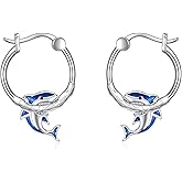 Cat/Dog/Koala/Panda/Elephant/Pig/Penguin/Dolphin/Octopus/Shark/Butterfly/Bat/Hedgehog/Frog/Lily Of The Valley/Sunflower/Wolf/Jellyfish/Lotus/Crab/ Hoop Earrings 925 Sterling Silver Animal Jewelry Gifts for Women