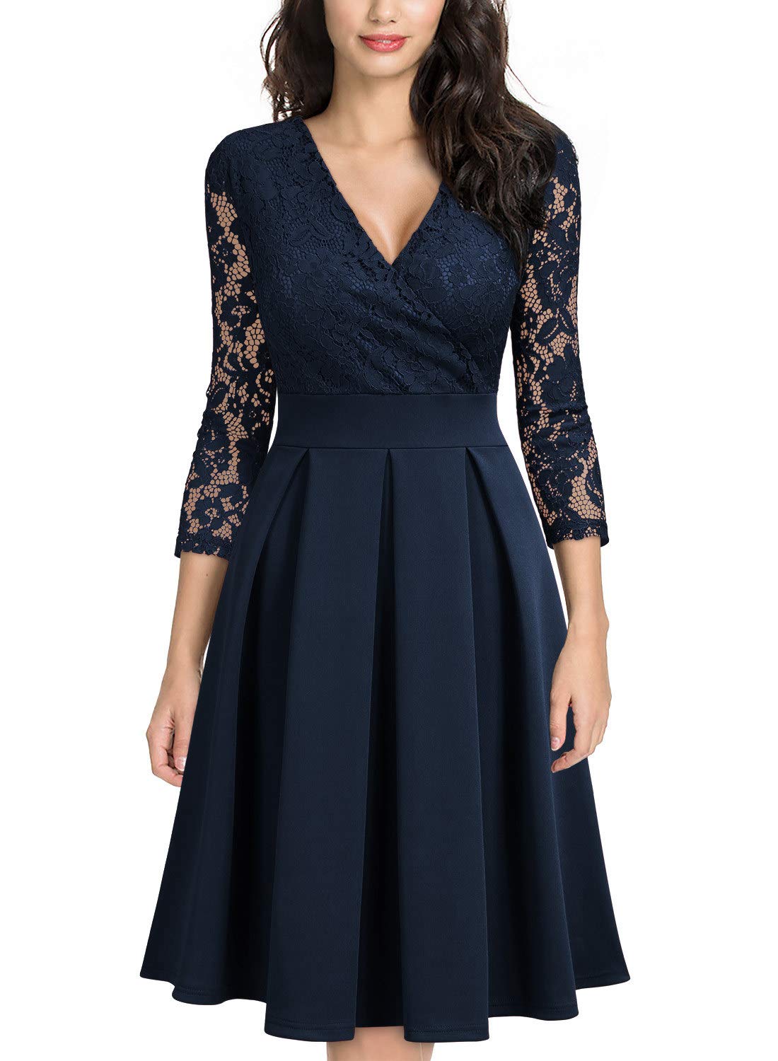 MISSMAY-Womens-Vintage-Floral-Lace-Cocktail-Party-Half-Sleeve-V-Neck-Swing-Dress-Large-Navy-Blue
