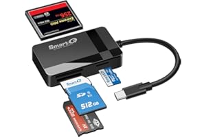 SmartQ SD Card Reader, 4-in-1 USB C 3.0 SD/Micro SD/MS/CF Memory Card Reader, Adapter for camera, Compatible with MacBook Pro, MacBook Air/iPad Pro, Samsung Galaxy S10/S9/S8, Surface Book 2