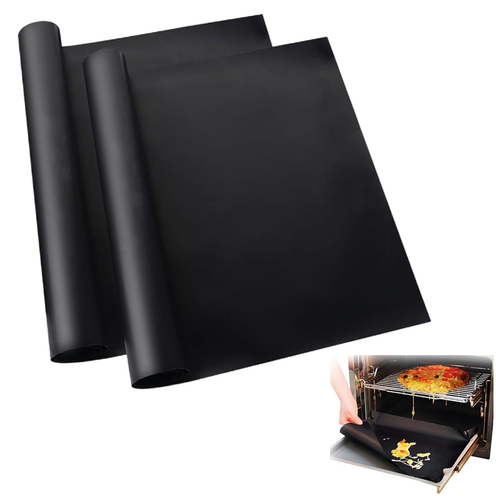 Oven Liners for Fan Assisted Ovens - 2 Pcs 40x50cm Silicone Baking Mat for Bottom of Range, Most Cookers - 2 Pack