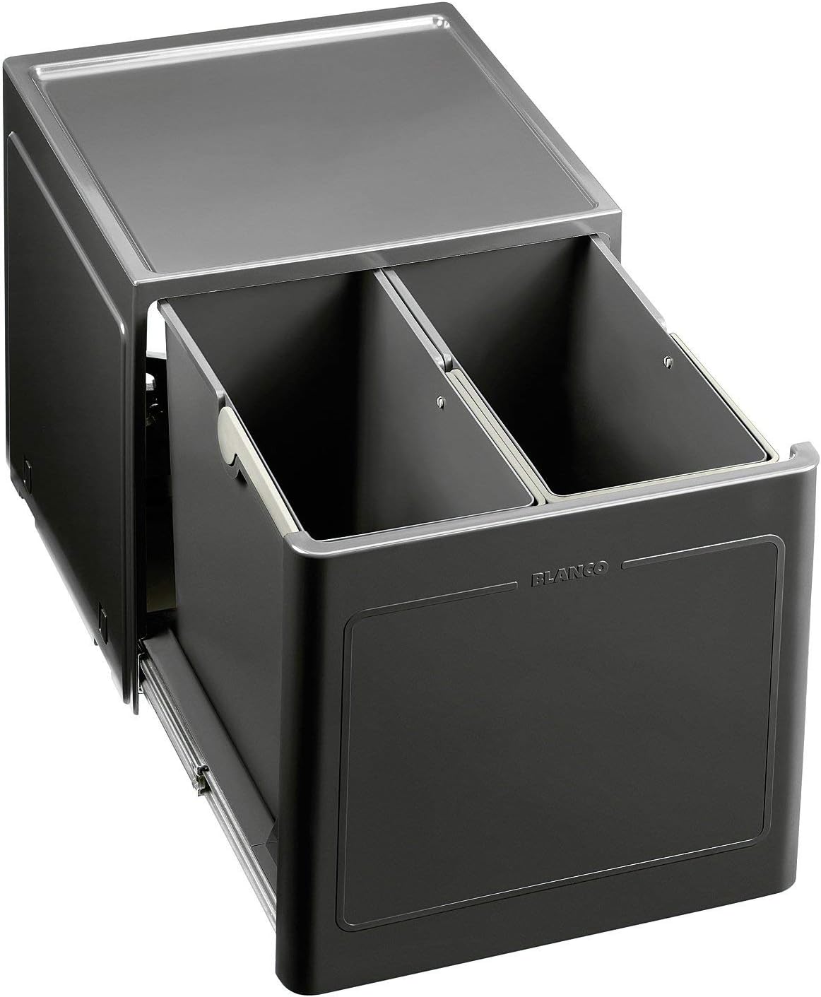 BLANCO Botton Pro 45/2 Manuell; Müllsystem für die Abfalltrennung in der Küche, mit 2 Mülleimern (je 13 l), zur Boden-Montage im 45 cm-Unterschrank; 517467