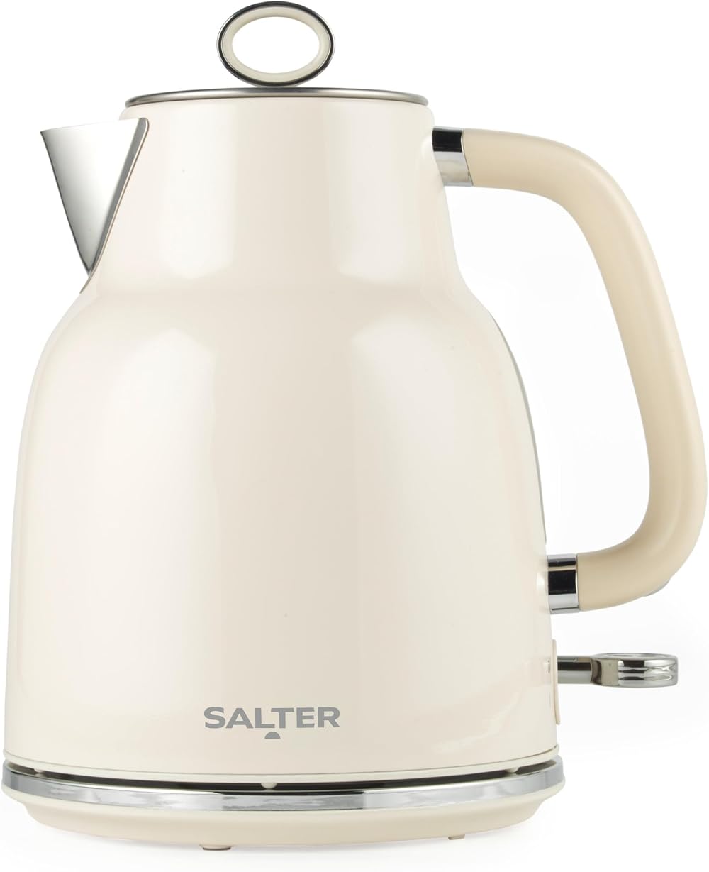 Salter Retro Cream Kettle 1.7L 3KW Rapid Boil 360 Base Removable Filter