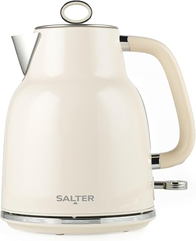 Salter Retro Cream Kettle 1.7L 3KW Rapid Boil 360 Base Removable Filter