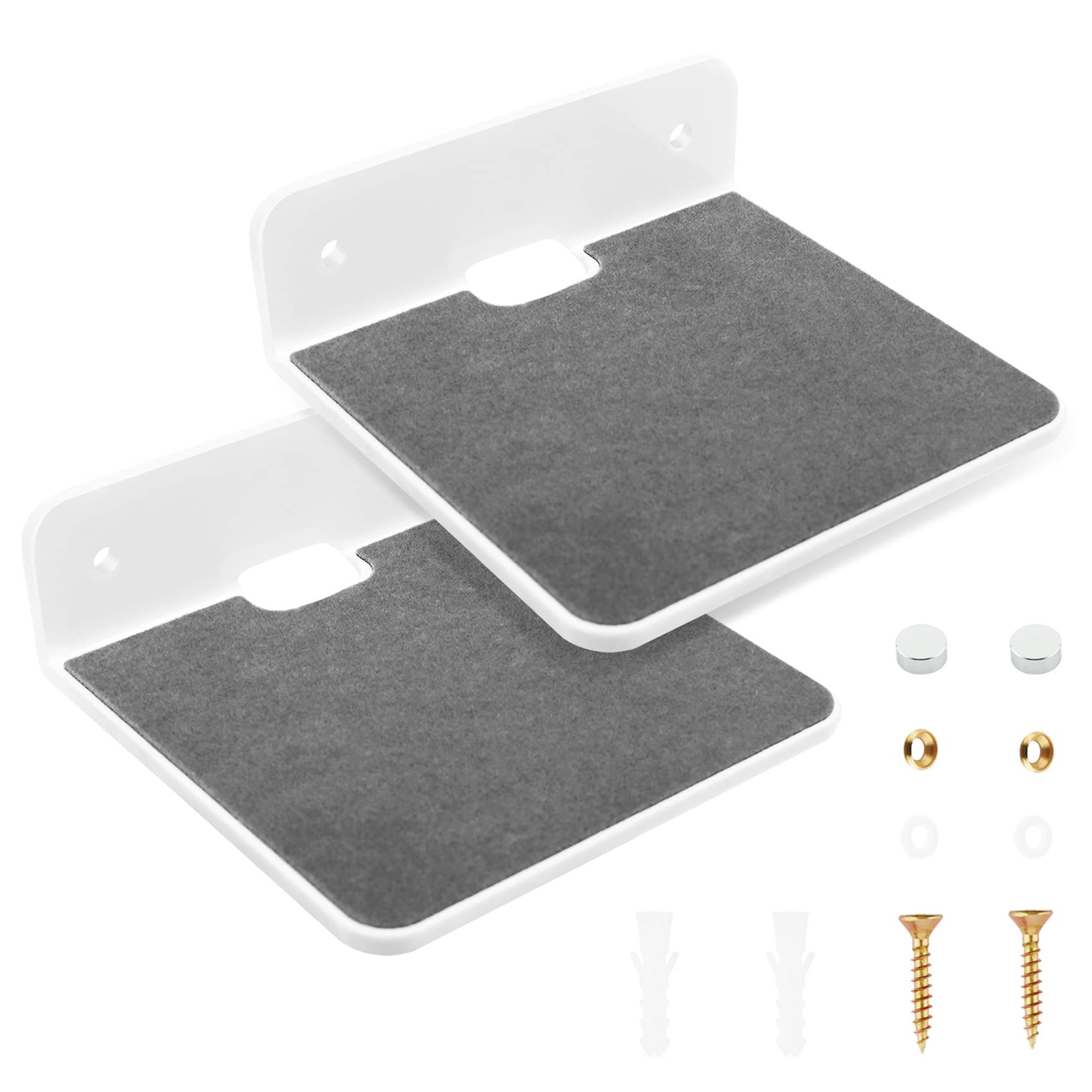 Jcevium 2Pack Wall Shelf Speaker Stand, Acrylic Wall Mount Display Shelf for Speaker, Webcam, Cell Phones,Toy-White