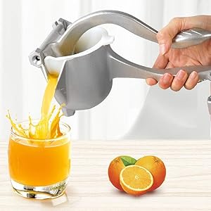 Aluminum Manual Fruit Juicer, Hand Press Lemon Squeezer Alloy Heavy Duty Juicer Squeezer Lemon Extractor Tool Easy Clean Fruit Citrus juicer for Orange Lime Metal Press Squeezer