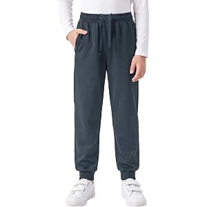 AlisOker Boys Sweatpants Fleece Lined Youth Athletic Pants Drawstring Active Joggers with Pockets for Kids