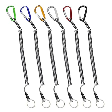 VIMOV Angeln Lanyard (6er Pack), Mehrfarbiger Sicherheitsseil Draht Stahl für die Angelzange, Fischgreifer, Paddel, Fisch Too
