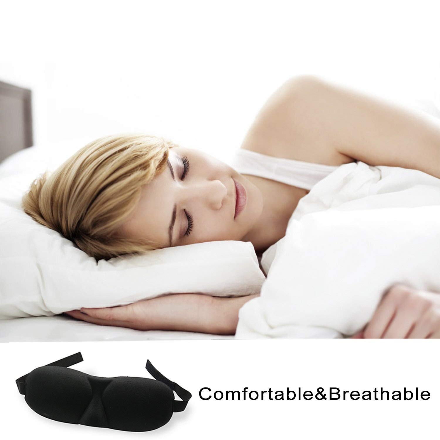 3D Eye Mask Sleeping Masks Eye Shades Eye Blinders for Soft Travel Sleep Rest, Nap, Shift Works 3 Pack (Black)