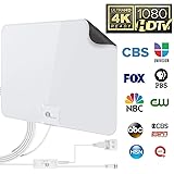 1byone 50 Miles Amplified HDTV Antenna with USB Power Supply and 20 Feet Coaxial Cable - White/Black