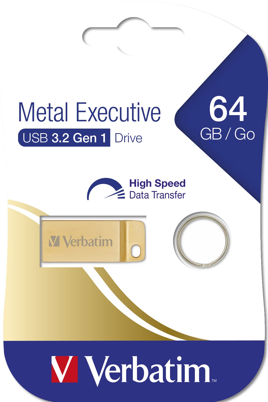 Verbatim 64GB Metal Executive USB 3.0 Flash Drive - Gold