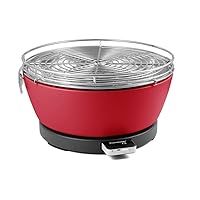  Vesuvio Schickling Tischgrill klein rot Edelstahl Stahl Kunststoff Camping Balkon Picknick ✔ rund ✔ tragbar rauchfrei ✔ Grillen mit Holzkohle ✔ für den Tisch 