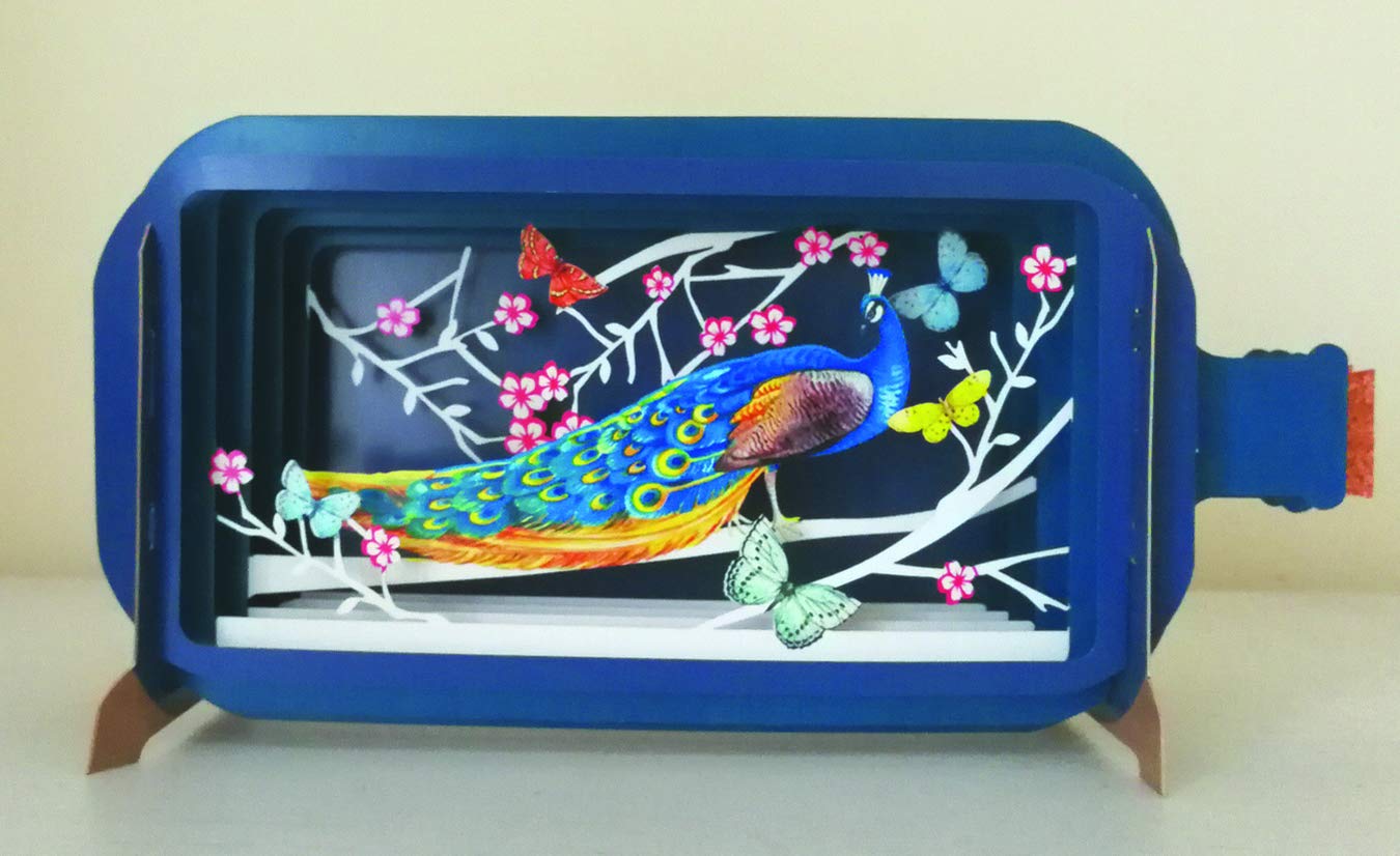 Message in a Bottle Peacock Pop-Up Card (MIB040)