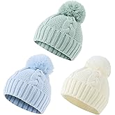JANGANNSA Winter Knit Baby Hat Twist Warm Beanie for Boys Girls Infant Toddler Baby Beanie with Pompom