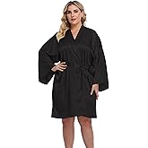 North Bund Women's Plus Size Short Silky Bathrobes Satin Kimono Robes Bride Bridesmaid Loungewear Soft Nightgown