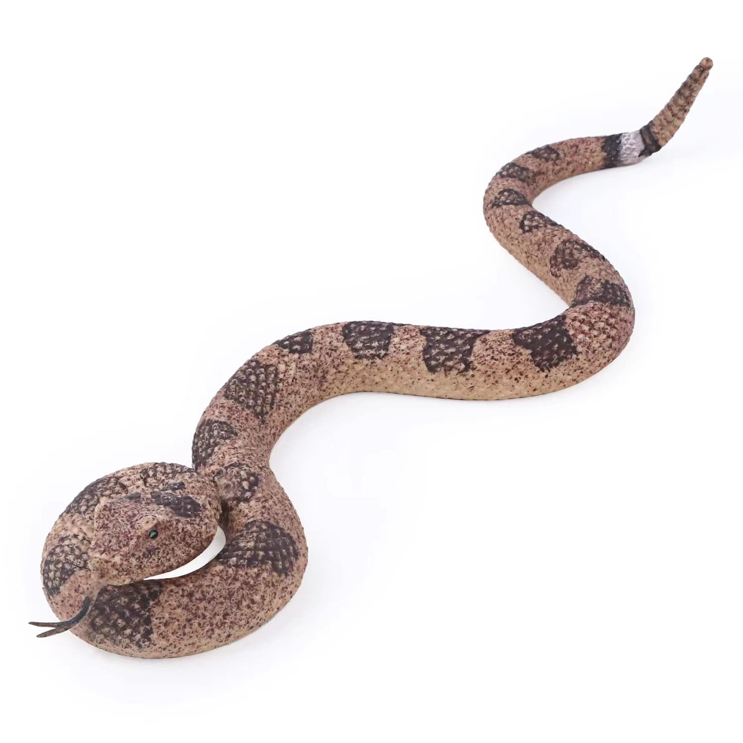 SIENON Realistic Fake Snakes Toy Soft Rubber Snake Figure Garden Scare Birds and Squirrels, Rattlesnake Toy Figurines Stress Relief Gag Toys Halloween Decoration Party Favors Prank Props