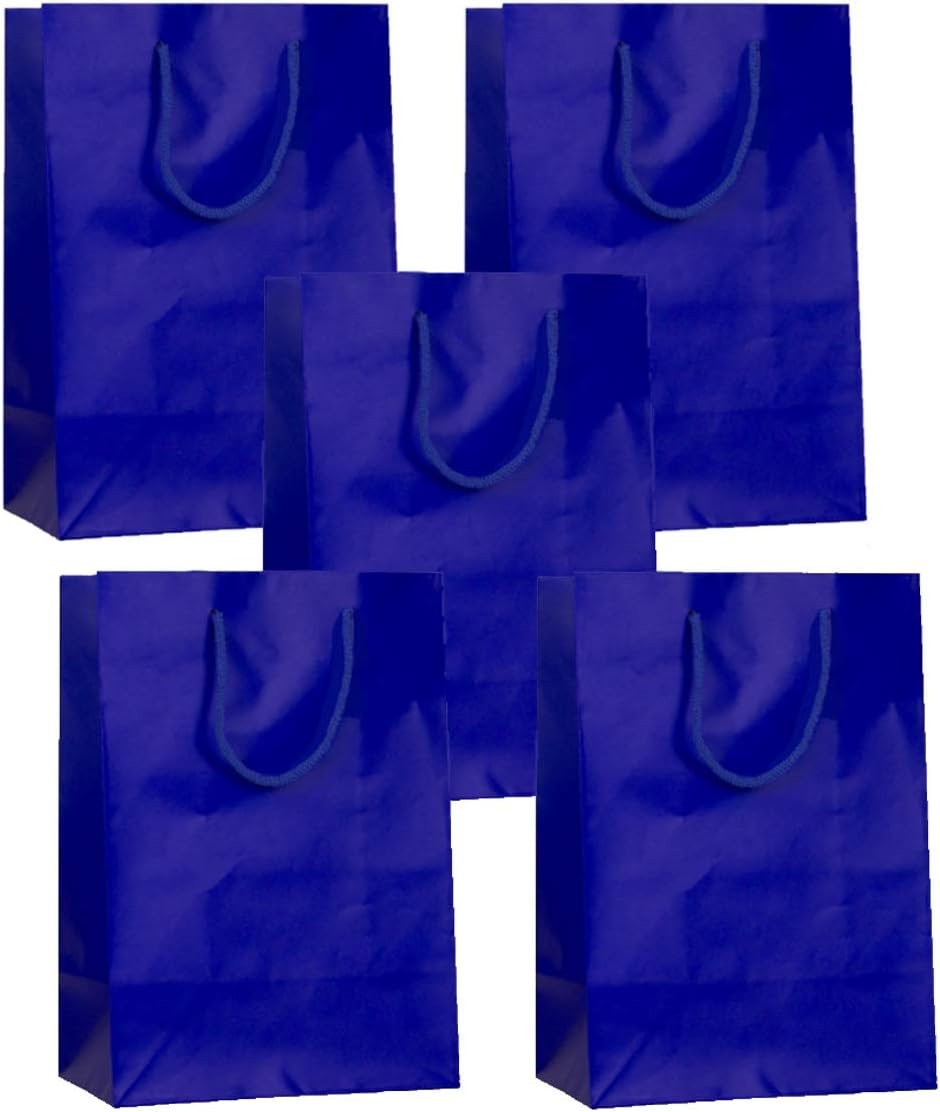 10 MATT LAMINATED MEDIUM BAGS - LUXURY BIRTHDAY PRESENT PARTY GIFT BAG (BLUE)